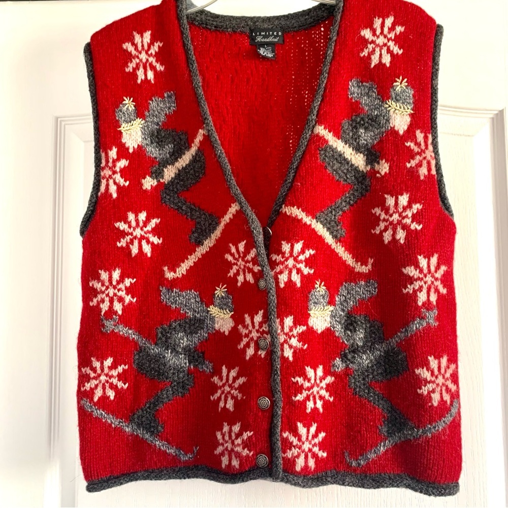 Limited Vintage Red Skier ⛷ Vest Size Large Wool